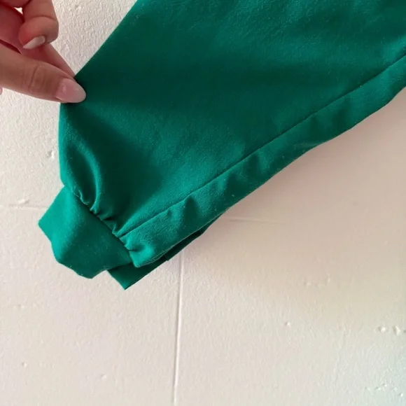 Vintage 80s | Green Classy Midi Long Sleeve Dress Gold Buttons | Size Medium - Picture 4 of 11